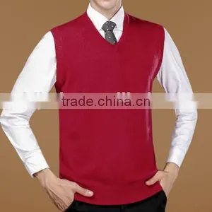 2016 New Autumn Winter Warm Cashmere Sweater Vest Men Classic Sleeveless Wool Solid Color Jersey Casual V-Neck Pullover thumbnail-2