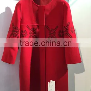 Ladies Handle Orange 100% Wool Coat for Sring and Fall thumbnail-2