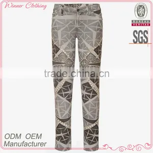 Newest Fashion Jeans Print Pattern Beaded Capris Skinny Pictures Sexy Jeans Women thumbnail-1
