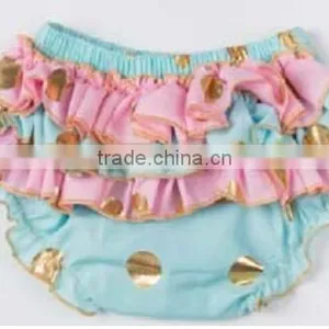 Chinese Product and Low Price Wholesale Gold Polka Dot Ruffle Baby Bloomer for 6months to 4years Baby Kids thumbnail-6