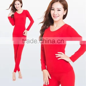 Custom 2014 New Winter Women's Modal Slim Sheath Long Johns Ladies Seamless Thermal Underwear O-neck Low Collar Top+pant Shapewe thumbnail-2