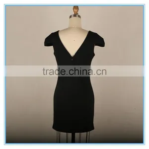 Elegant Ladies Bodycon Dress 2016 Open Back V Neck Midi Dress thumbnail-3