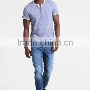 MGOO Top Selling Men's Half Sleeve T Shirt Button Down Plain Slim Fit T Shirt thumbnail-4