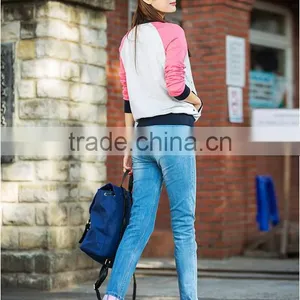 Light Grey Long-sleeved Jacket Pink Baseball Tide Mode thumbnail-1