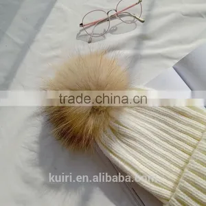 15 Colors Big Real Fur Poms Fashion Classic Tight Knitted Fur Ball Pom Poms Knitted Hat Women Cap Winter Beanie Fox Fur Balls thumbnail-3