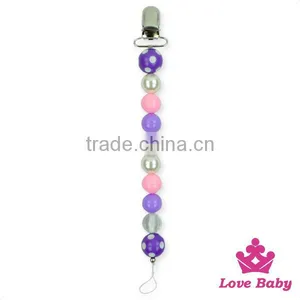 8NZ441-2 Lovebaby Wholesale Colorful Plastic Candy Chunky Multicolored Pearls With Metal Pacifier Clip thumbnail-2