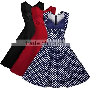 Walson Womens 50's Rockabilly Vintage Style Polka Dot Evening Party Tea Dresses Swing Skaters thumbnail-1