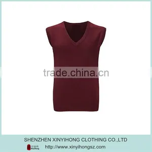 Autumn Red Color V-Neck Ladies Golf Wholesale Knitwear Without Sleeve thumbnail-1