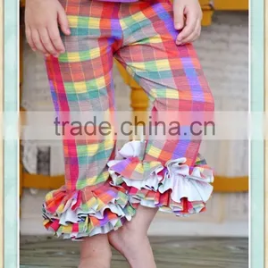 Rainbow Lattice Ruffle Pants Baby Icing Ruffle Pants Kid Clothes Floral Ruffle Leggings thumbnail-1