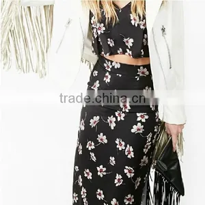 Two Pieces One Set Print Maxi Long Chiffon Dress thumbnail-2