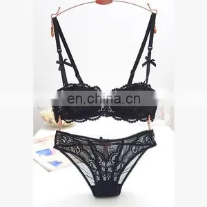 Women Embroidery Bra Hollow Out See Though Lace Bra and Panties Sets Sexy Lingerie Lace Underwear A B C D Cup thumbnail-2