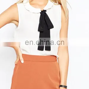 Wholesale Women Blouse Summer Latest Design With Bow Tie Nice Shirt thumbnail-2
