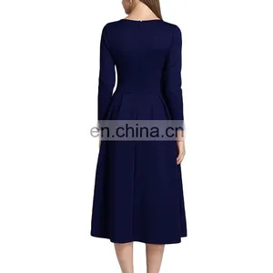 Autumn Women Long Sleeve Evening Dress Casual Loose T-Shirt Dress thumbnail-3