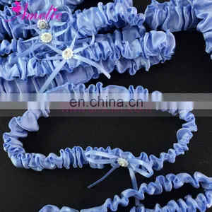 2017 Bridal Garter Casamento Wedding Decoration Keepsake Luxury Something Blue Satin Wedding Garter With Bow thumbnail-1