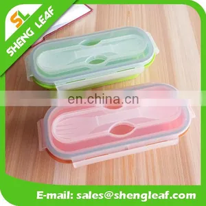 Bento Box Silicone Collapsible Lunch Food Serving Bowl for Kids or Adults thumbnail-1