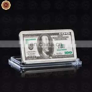 WR American Sliver Plated Bar 100 Dollar USA Banknote 1 oz Gold Bar Promotional Gift Commemorative Bar thumbnail-3