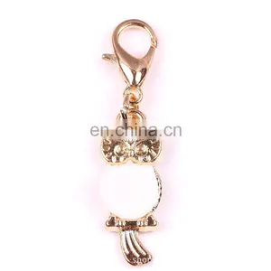 Custom Enamel Keyring With Lobster Clasps White Owl Key Chain Metal Owl Enamel Keychain for Bag thumbnail-1