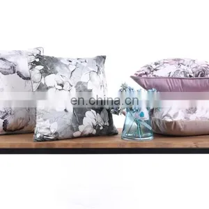 Purple Printed Rose Square Cotton Liner Pillows Case Soft Throw Pillow thumbnail-3