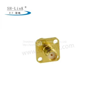 SMA Female to SMA Female Bulkhead 4 Hole Flange Mount Connector Adapter thumbnail-1