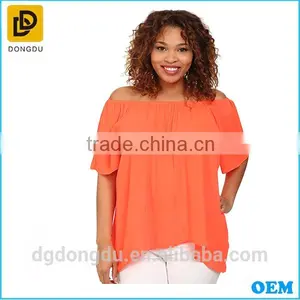 Plus Size Short Sleeve Off the Shoulder High-Low Hem Blouse thumbnail-1