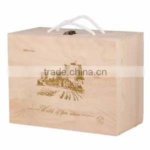 Handmade Natural Color 6 Bottles Wine Gift Box Wooden,wine Packaging Boxes thumbnail-2