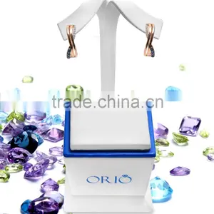 14K Rose Gold Earring With Diamonds and Sapphires thumbnail-3