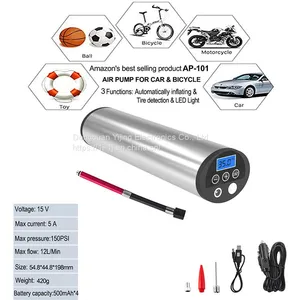 AP-101 Outdoor Auto Multi Function Mini Rechargeable Smart Wireless Portable Electric Tire Air Compressor Pump Inflator thumbnail-1