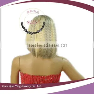 Cheap Short Nice Cute Blond Straight Synthetic Bob Style Party Wigs thumbnail-3