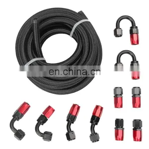 Automotive 16.4 ft 5 Meter AN6 -6AN Braided Oil/Fuel/Gas Hose + Hose End Fitting Adaptor Red And Black thumbnail-1