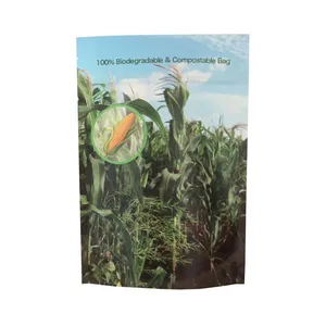 Wholesale 100% Full Biodegradable Degradable Plastic Bag Sustainable Seed Food Doypack Packaging With Tear Notch thumbnail-1