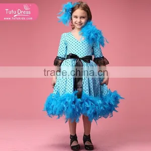 Hot Sale Girl Feather Tutu Dress Pageant Dress Girls Feather Dress thumbnail-2