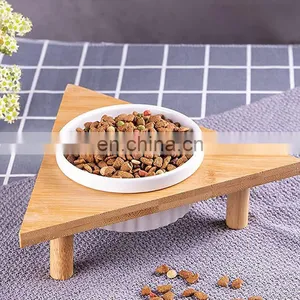 Bamboo Wooden Luxury Ceramic Pet Feeder 2022 Weight Trendy Personalized Dog and Cat Bowl Elevated Eco Ecofriendly Rack thumbnail-1
