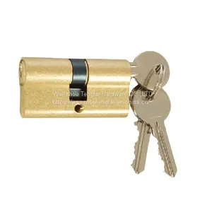 High Quality Euro Profiile Brass/Zinc Alloy/Aluminunm Lock Cylinder For Doors With 3 S Keyway Keys thumbnail-1