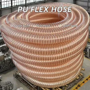 Flame Retardant Polyurethane Hose Reinforced Pipe Flexible Pu Dust Ventilation Pipe PU Flexible Ducting thumbnail-5