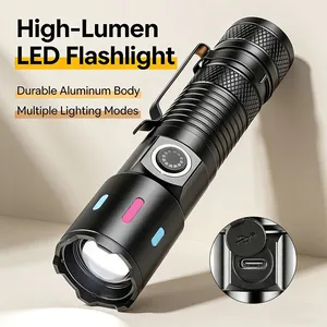 Wholesale Mini EDC White Laser Flashlight Dual Power Compatible 600M Range Telescopic Zoom Pocket Torch With Glow Strips thumbnail-3