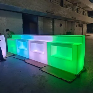 Modern Rustic LED Bar Counter Table Commercial Top Hookah Illuminated Party Furniture Plastic Lounge Bar Hotels Parks thumbnail-4