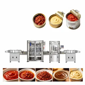 Automatic Beef Peanut Butter Tin Can Filling and Sealing Machine Jam Chocolate Sauce Can Sealing Machinery and Packaging Equipment thumbnail-1