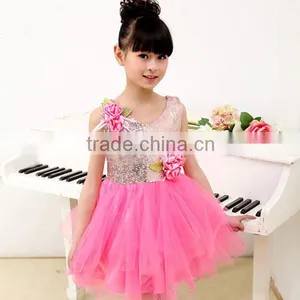 In-stock Children Princess Modern Dance Costume Sequin Dance Costume School Girls( Pink , Green, Orange) thumbnail-4