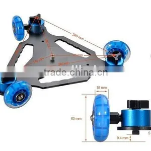 New 3 Wheel Aluminum Camera Digital Desktop Track Dolly Car thumbnail-4