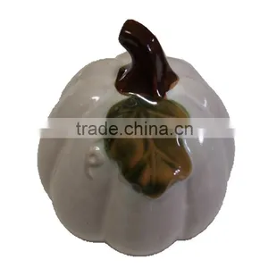 Glazed White Halloween Ceramic Pumpkin thumbnail-1
