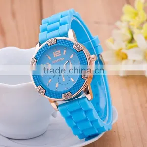 GENEVA 6 Diamond Watches Women 8 Color Silicone Strap Watch Fashion Quartz Wristwatches for Ladies Montre Femme thumbnail-4