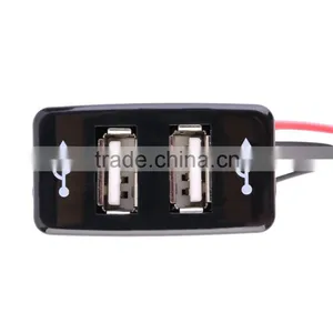 High Quality 12/24V Dual USB Ports Dashboard Mount Car Charger Adapter 5V 2.1A+1A For TOYOTA thumbnail-4