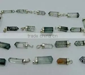 925 Silver Rutilated Quartz Crystal Healing Pendants thumbnail-1