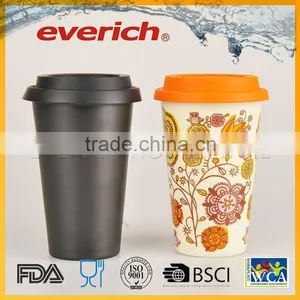 Promotional Custom Plain 250ml Double Wall Ceramic Mug thumbnail-3