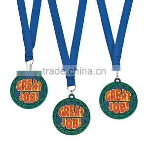 Hot Sale Custom Made Sports Event Plastic 3D Design Soft PVC Award Rubber Great Job Medals With Ribbon for Promotional Gifts thumbnail-1