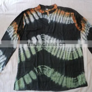 Hand Tie Dye Colour Printed Gents Kurta for Summer From India thumbnail-1