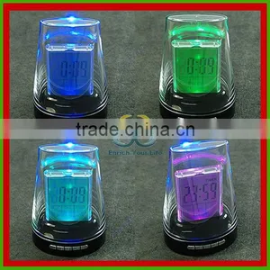 Nature Sound 7 Color Changing LCD Hyaline Clock Alarm thumbnail-1