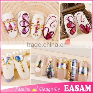DIY Laser Glass Paper Nail Stickers,Wraps Decorations Shine Colorful Glitter Decals Plastic Shell Japanese Nail thumbnail-1