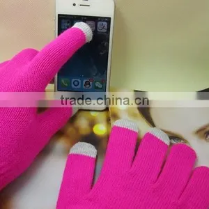Different Material Acryllic 3 Fingers Knitted Touch Gloves thumbnail-6