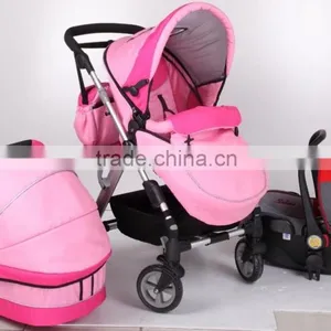 2015 Pink Baby Prams 3 in 1 ,with Big Carrycot ,3position Seat 5 Point Safety Belt With 2 Safet Lock. thumbnail-2
